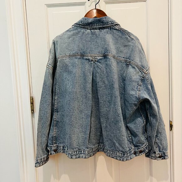 Free People Women's Denim Jacket Blue Cotton Blend Rumors Size L - We The Free - Picture 15 of 16